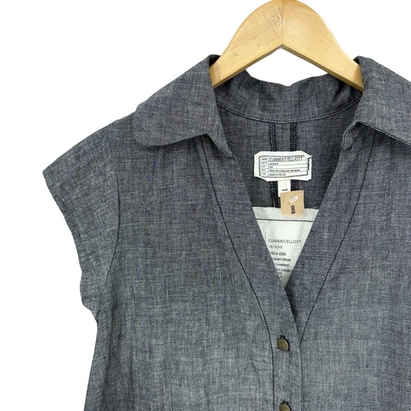 CURRENT ELLIOTT The Shirt Dress Pockets V-Neck Collared - Picture 3 of 5